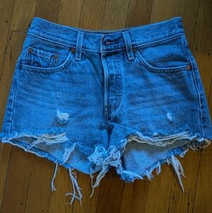 Levi's Blue Distressed Jean Shorts